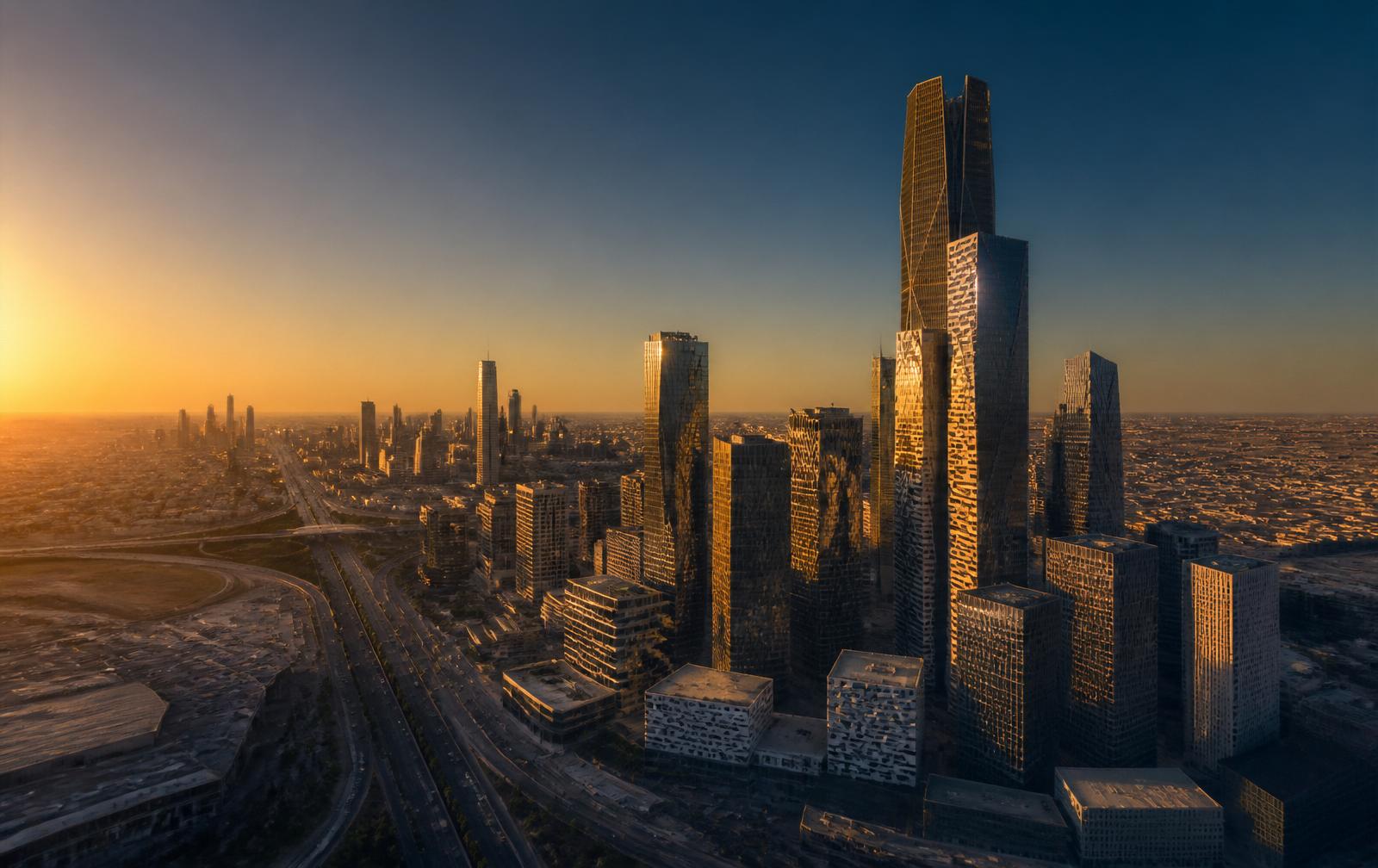 Saudi Arabia skyline at golden hour